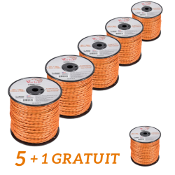 Lot de 5 + 1 OFFERT Fil nylon Vortex rond  3 mm  