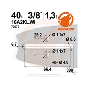 GUIDE TRONÇONNEUSE KERWOOD. 40 CM. 3/8". 1,3 MM. 16A2KLWI